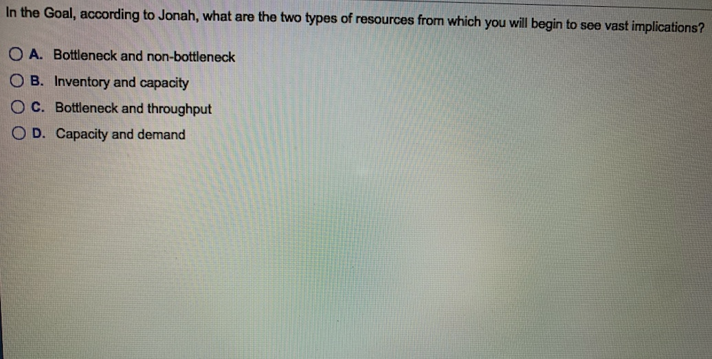 In the Goal, according to Jonah, what are the two