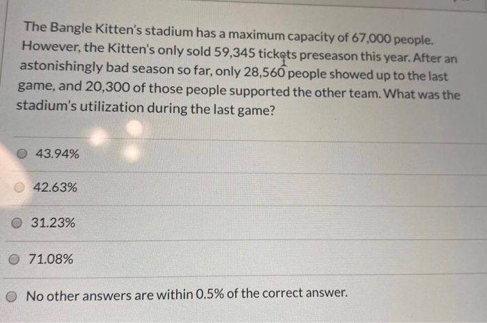 The Bangle Kitten's stadium has a maximum