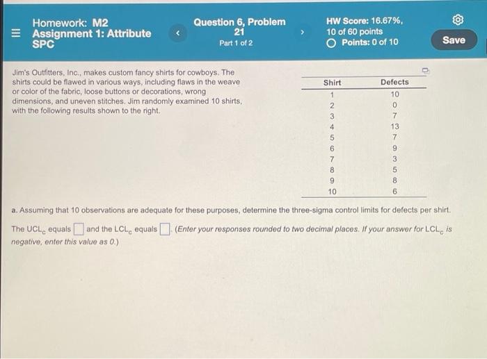 Homework: M2 Assignment 1: Attribute SPC Question