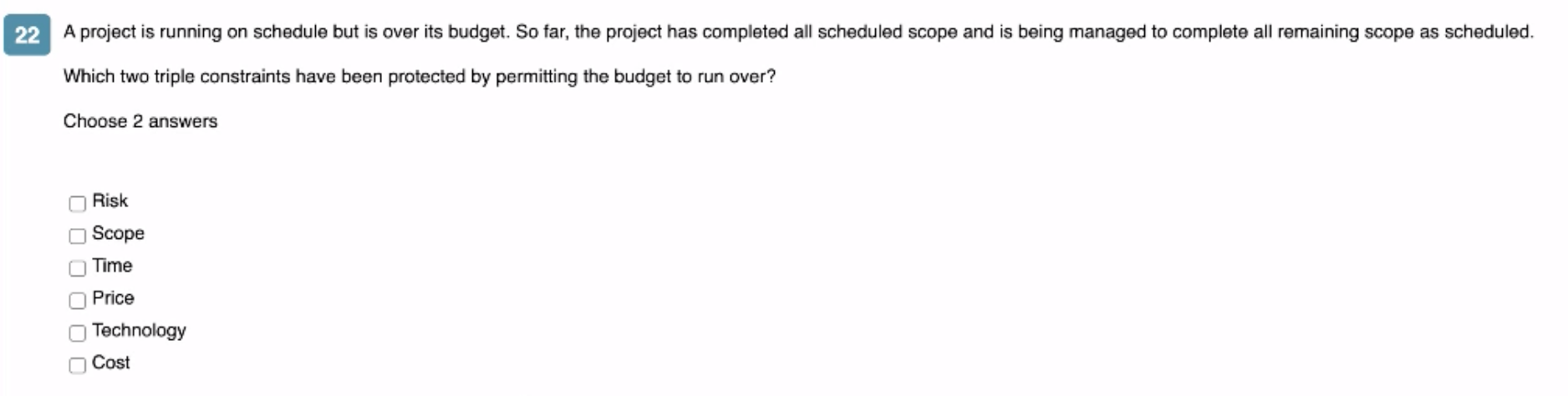 21 A project is running ahead of schedule. The