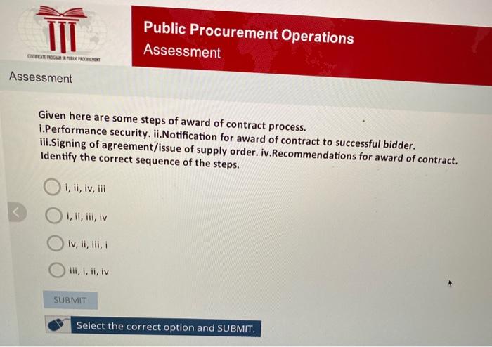 TTI Public Procurement Operations Assessment POUR