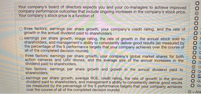 Your company's board of directors expects you and