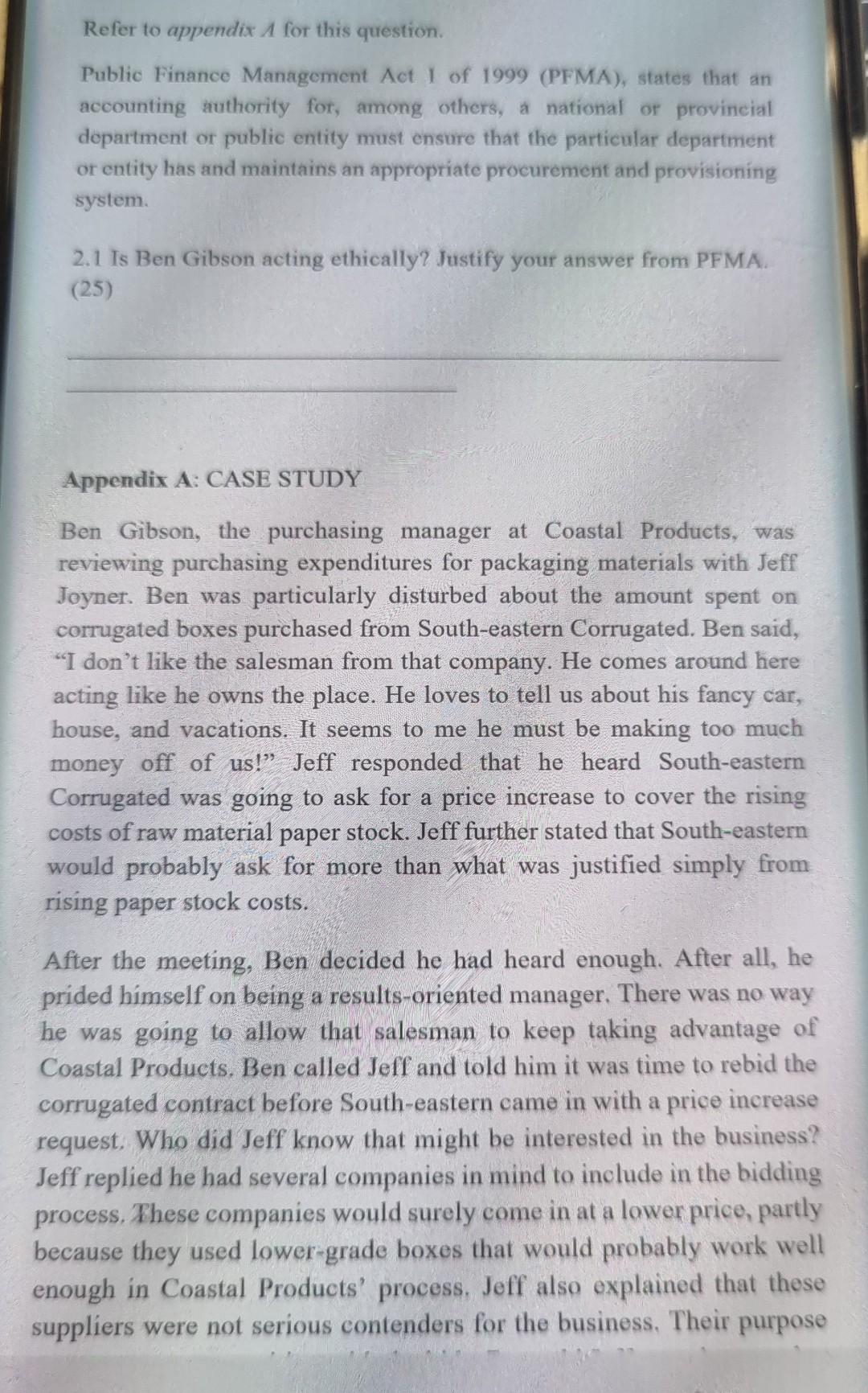 Refer to appendix A for this question. Public