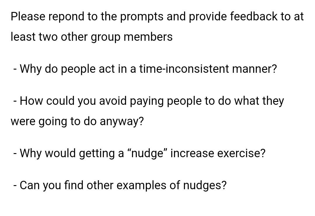 Please repond to the prompts and provide feedback