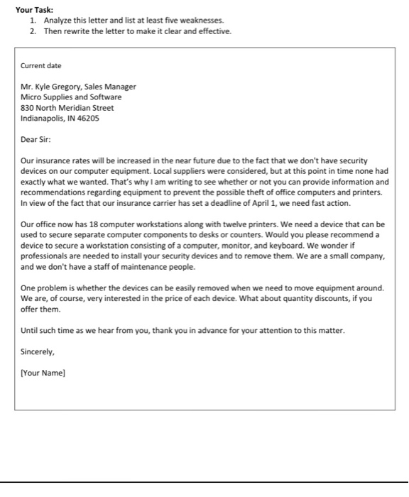 Your Task: 1. Analyze this letter and list at