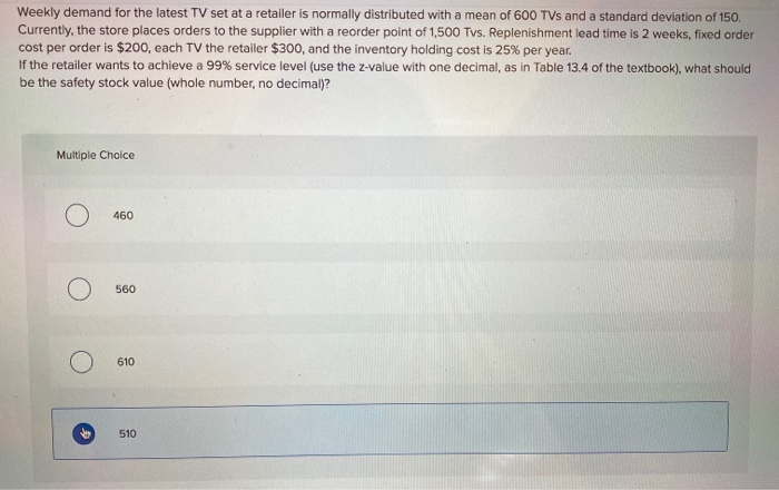 Weekly demand for the latest TV set at a retailer