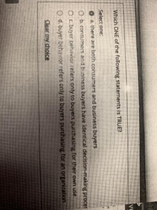 Which ONE of the following statements is TRUE?