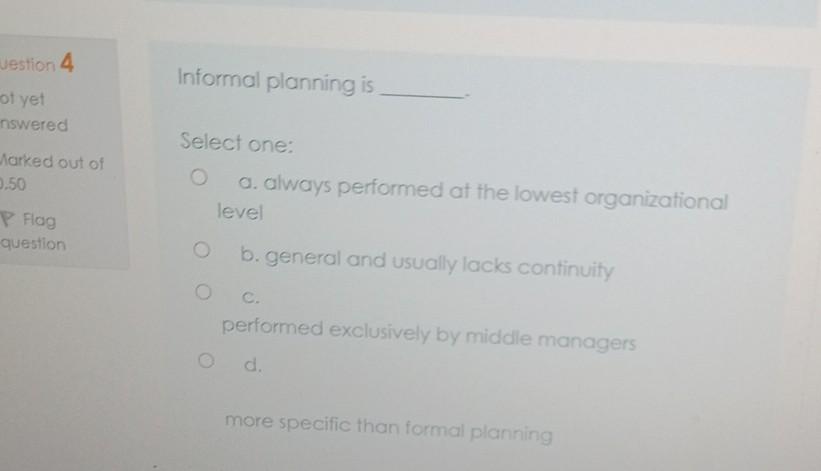 can someone answer this question? 2 Planning is