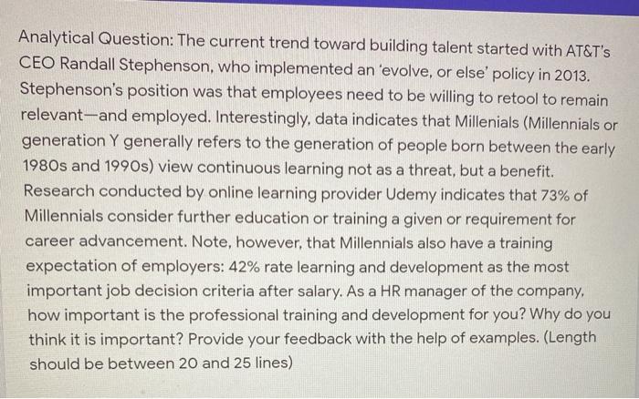 Analytical Question: The current trend toward