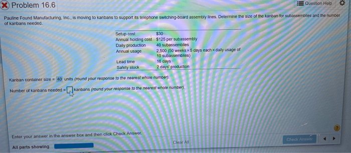 X Problem 16.6 Question Help Pauline Found