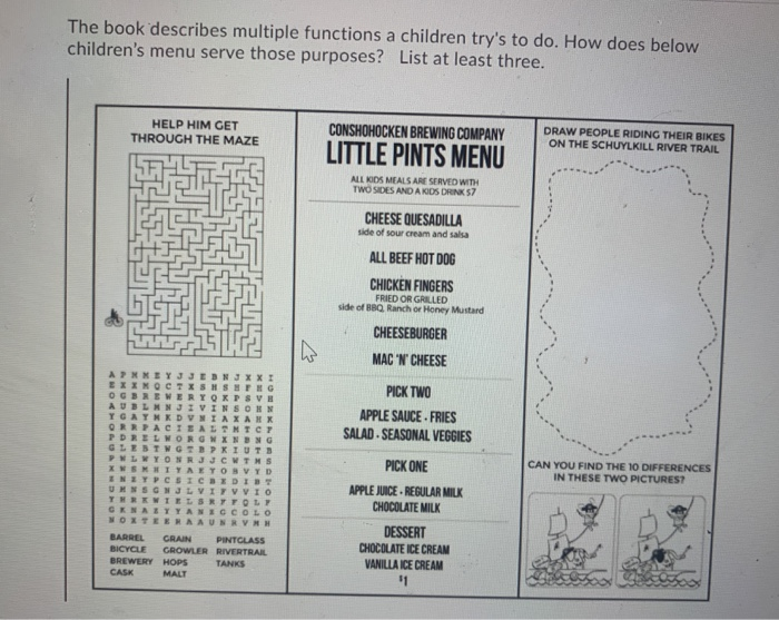 The book describes multiple functions a children