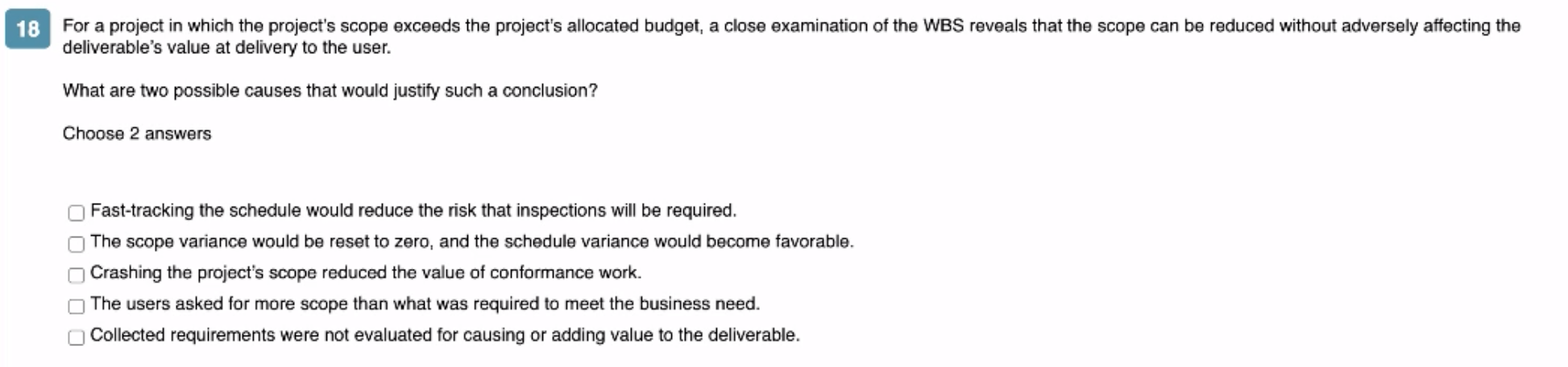 0.0 1.0 17 For the work breakdown structure (WBS)