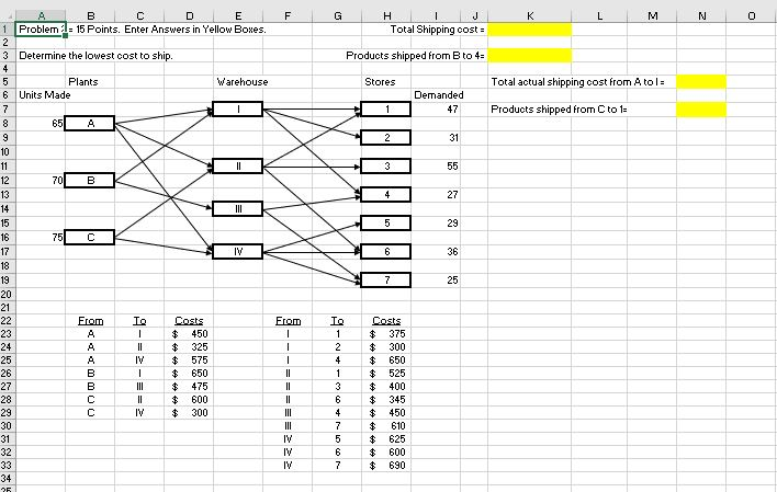 F G K L M N O 1 A B C D E Problem d. 15 Points.