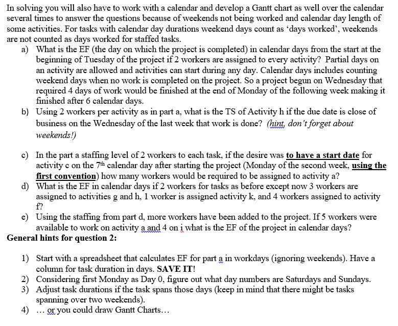 2. Prepare a network diagram for this project.