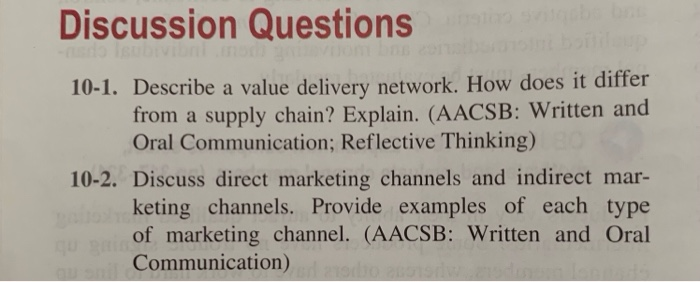 Discussion Questions 10-1. Describe a value