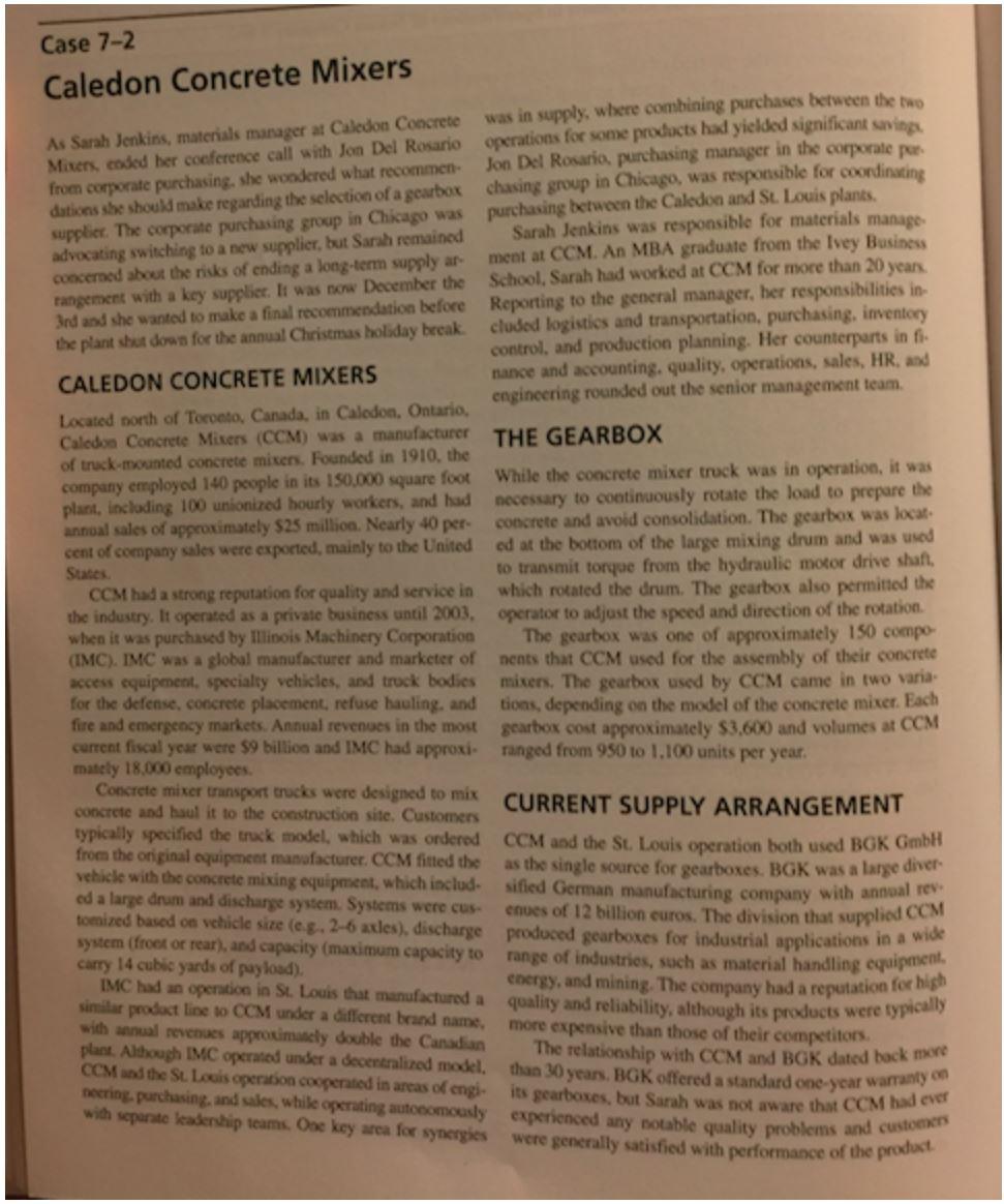 Students will complete case study 7-2 Caledon