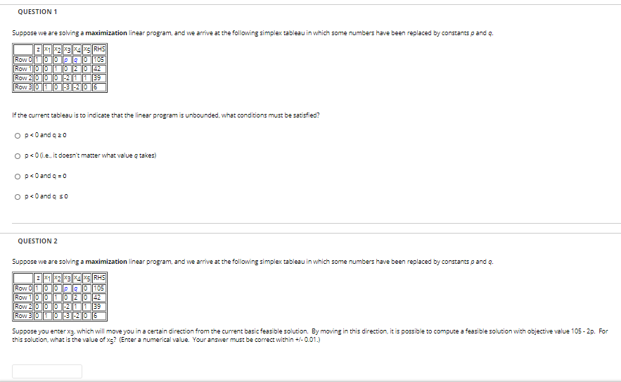 QUESTION 1 Suppose we are solving a maximization