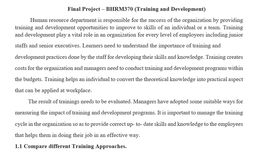 Final Project - BHRM370 (Training and