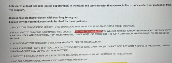 1. Research at least two jobs (career