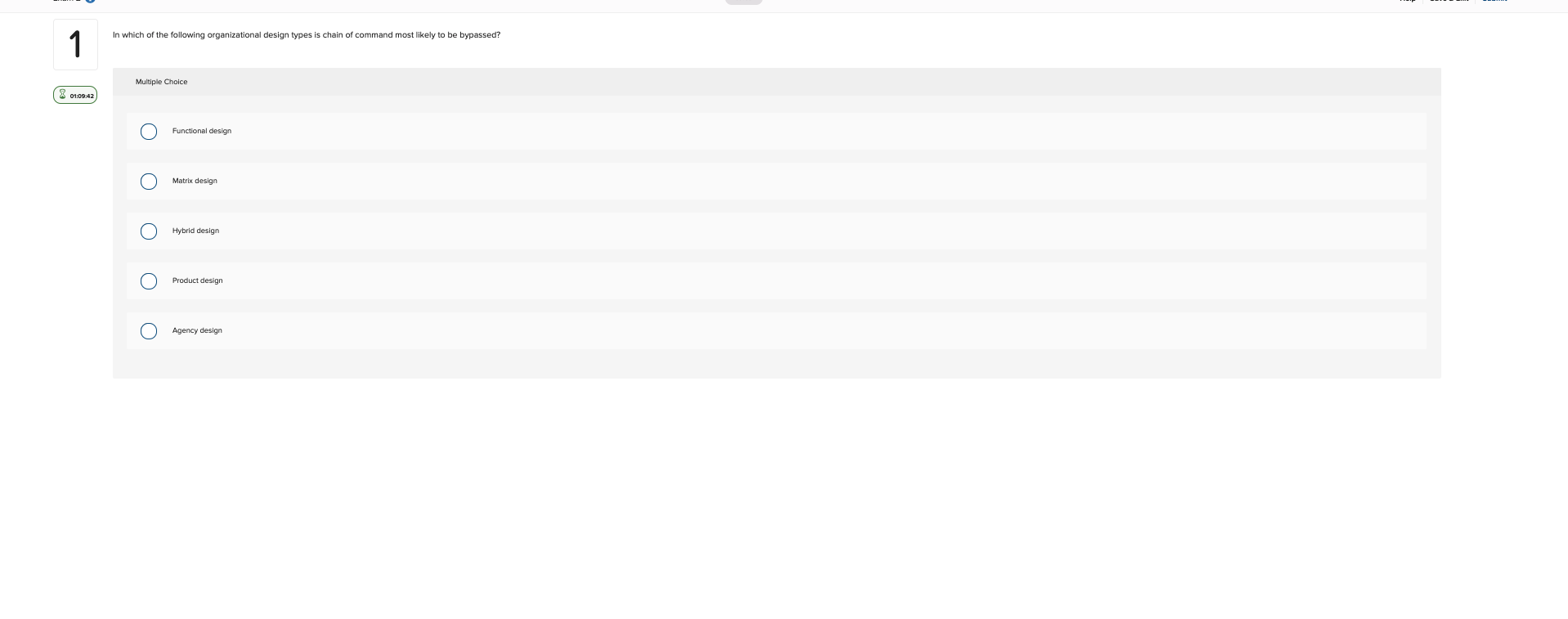In which of the following organizational design