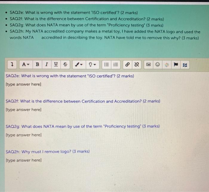 SAQ2e: What is wrong with the statement "ISO