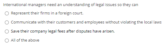 International managers need an understanding of