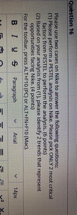 Question 16 Please use two cases on Nike to