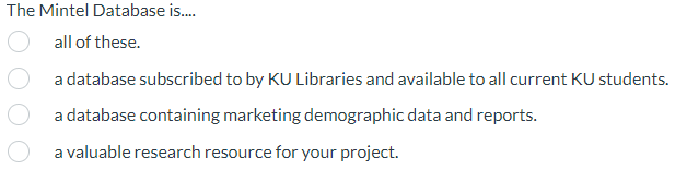 The Mintel Database is.... all of these. a