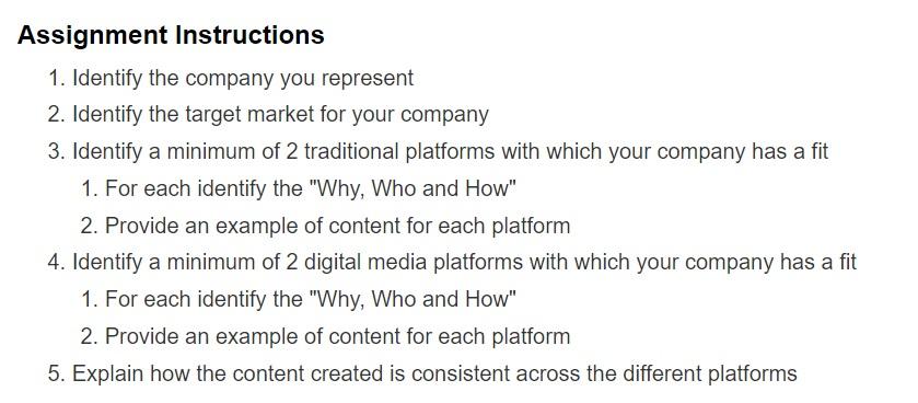Assignment Instructions 1. Identify the company
