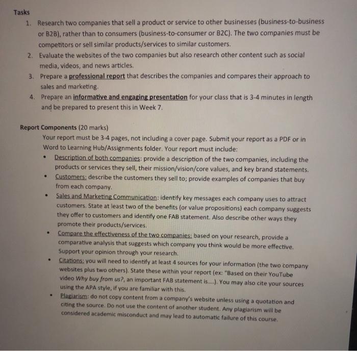 it is sales question plz help me with this Tasks