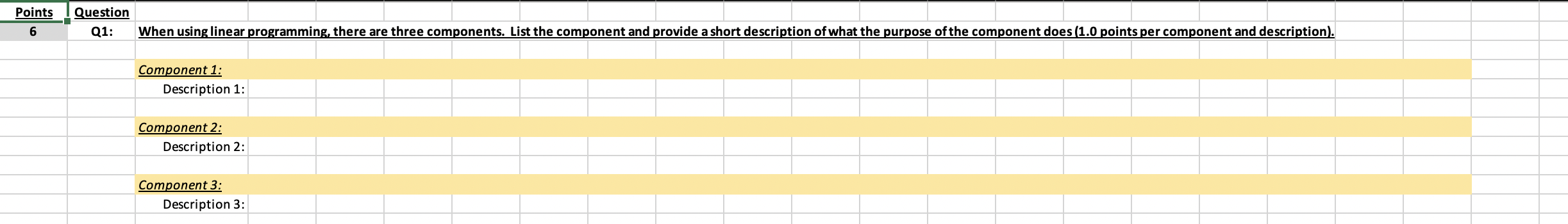 Points 6 Question Q1: When using linear