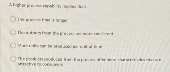 A higher process capability implies that: The