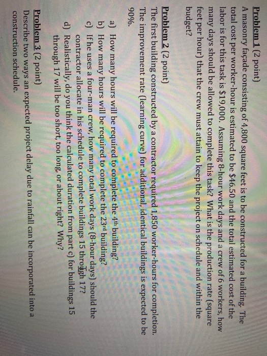 Problem 1 (2 point) A masonry faade consisting of