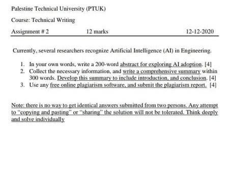 Palestine Technical University (PTUK) Course: