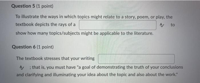 Question 5 (1 point) To illustrate the ways in