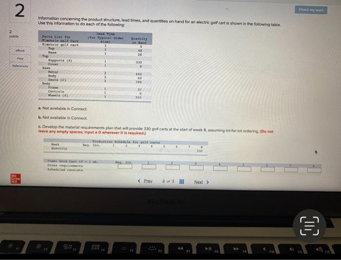 a. Given the following product structure tree for