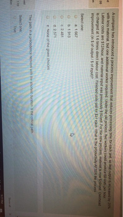 A company has introduced a process improvement