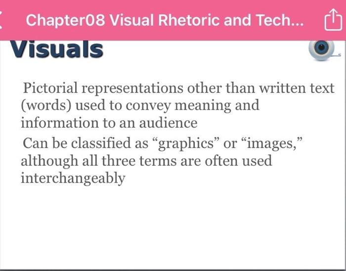 According to Chapter 8, appropriate visuals can