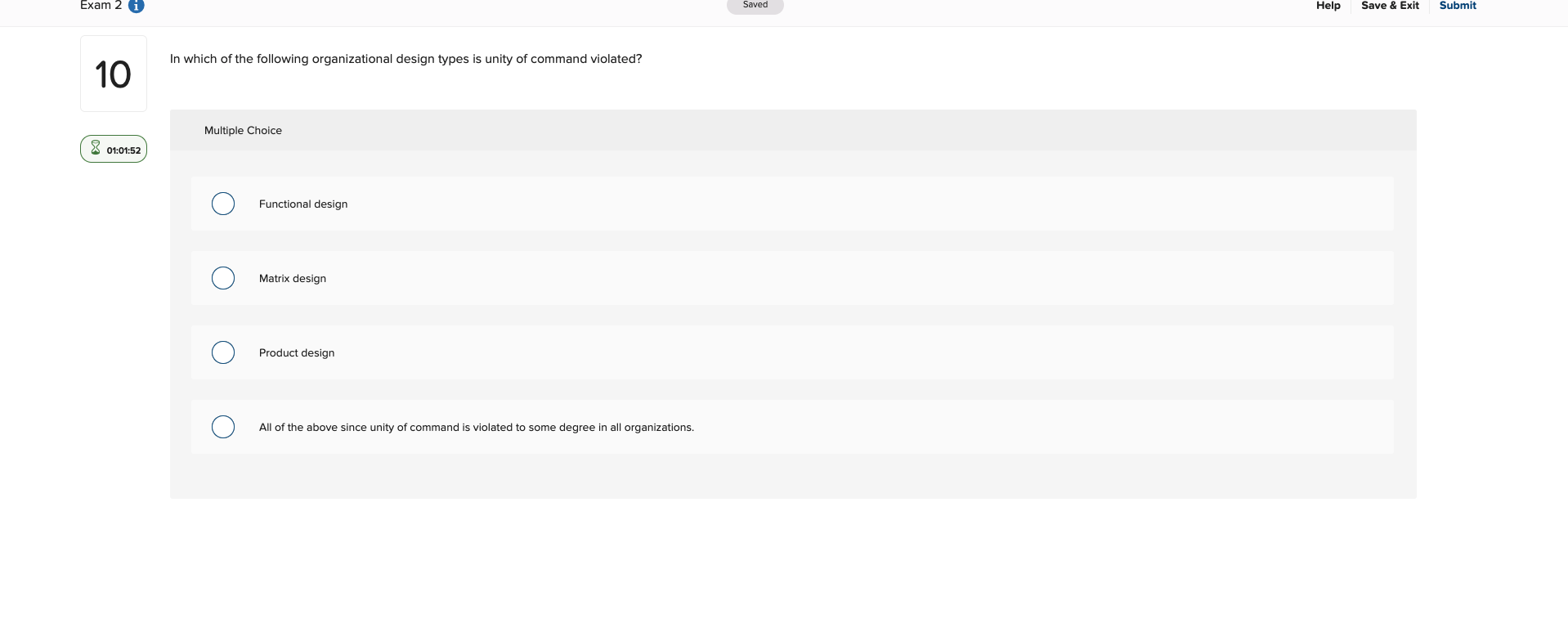 Exam 2 i Saved Help Save & Exit Submit In which