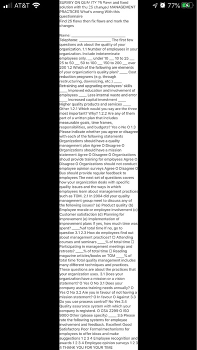 SURVEY ON QUALITY 25 flaws and fixed solution