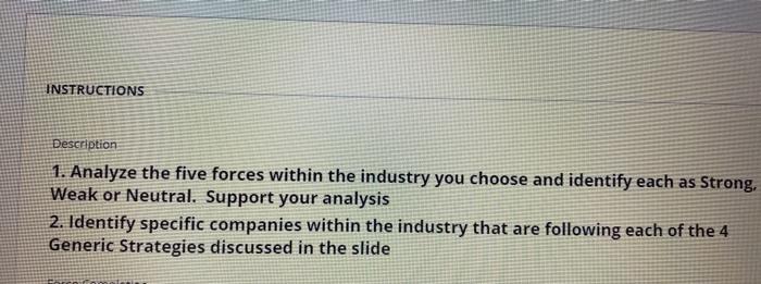 INSTRUCTIONS Description 1. Analyze the five