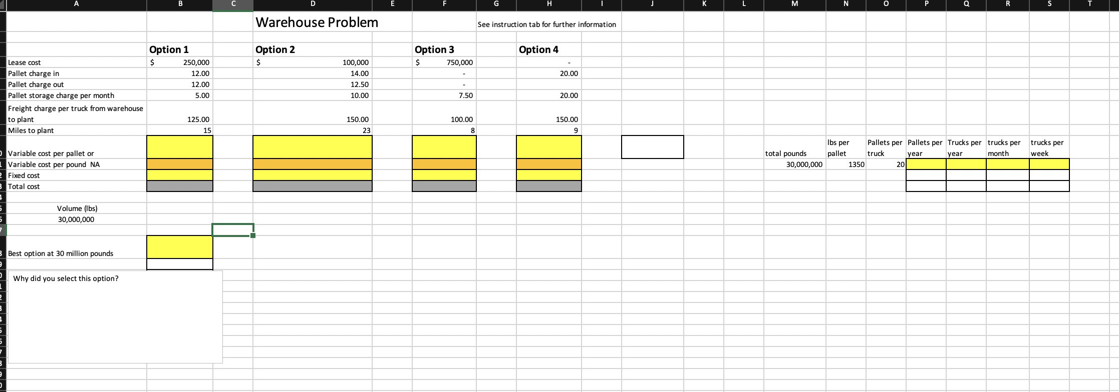 PLEASE HELP WITH THIS QUESTION Four Warehouse