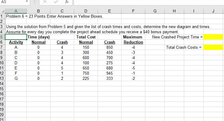 A5 E 4 A B C D 1 Problem 6 = 23 Points Enter