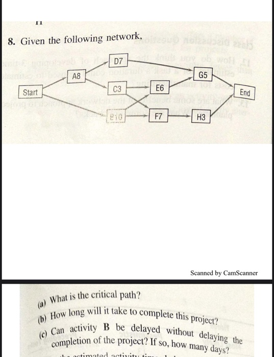 8. Given the following network, - - A8 Start 03