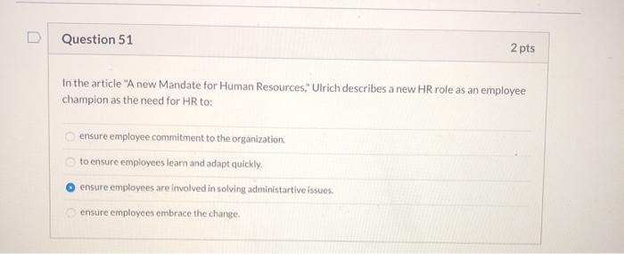 Question 51 2 pts In the article "A new Mandate