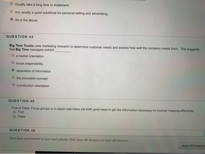 please answer Question #44 Usually take a long