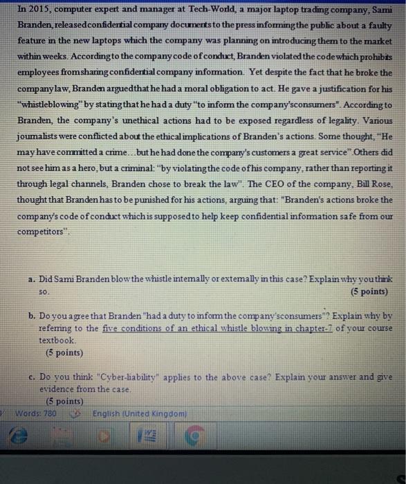 In 2015, computer expert and manager at