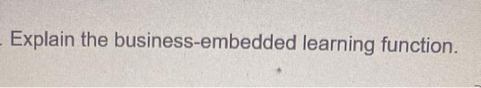 Explain the business-embedded learning function