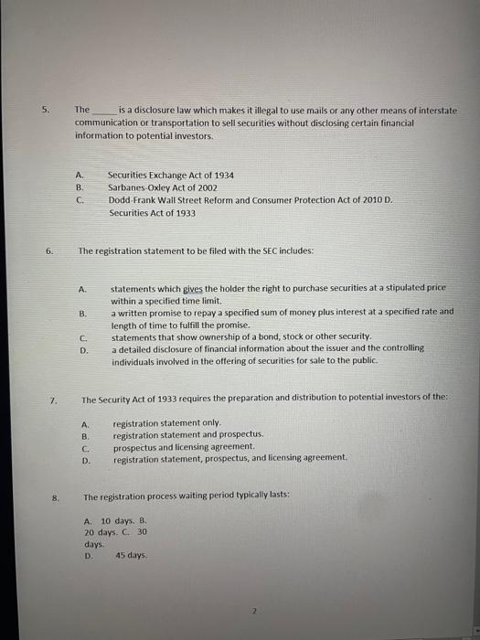 1. The purpose of the Sherman Act was to: A.