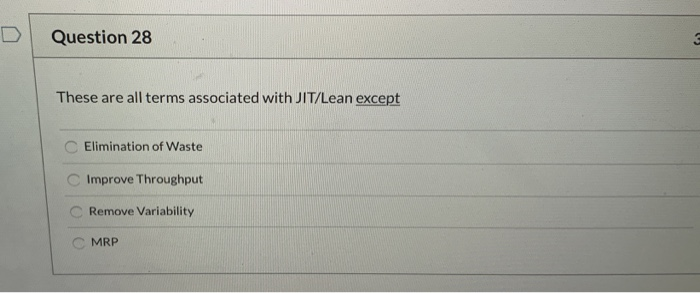 Question 28 These are all terms associated with